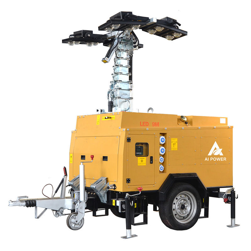 4x350W 9m Diesel Portable Light Tower 2KW Honda Generator Crane Light